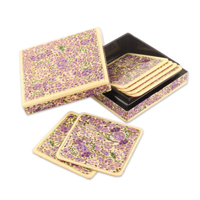Sous-verres en papier mâché de lavande Cachemire (ensemble de 6)