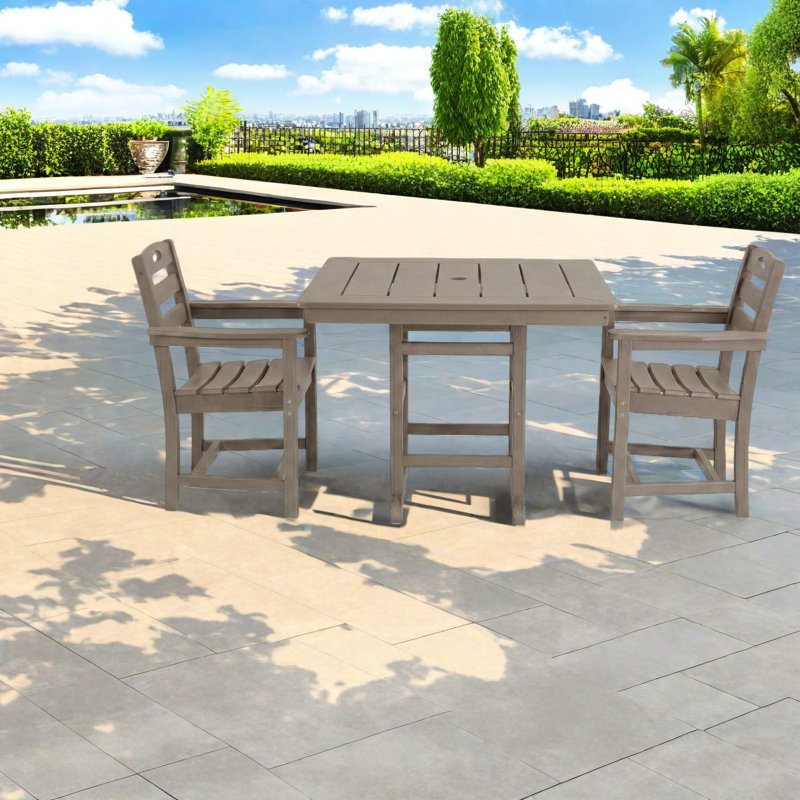 Ensembles de salle à manger de patio peu encombrants, bistro rustique aspect bois Hdpe pour patio