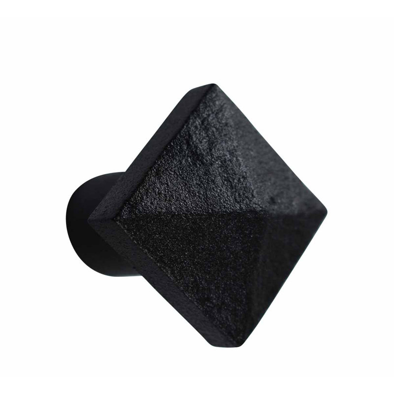 Black Square Iron Cabinet Knob with Mounting Hardware