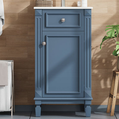 Meuble-lavabo de salle de bain avec lavabo en céramique, porte à fermeture douce, tablette réglable, style champêtre français
