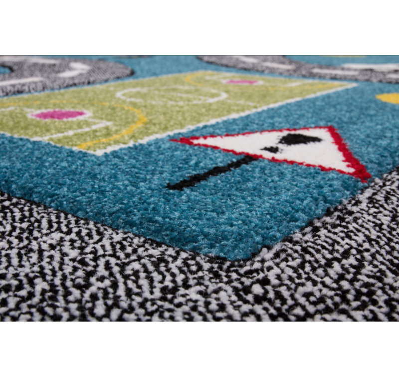 Tapis abstrait bleu / gris Howton, Rectangle 6 pi 3 po x 9 pi 3 po
