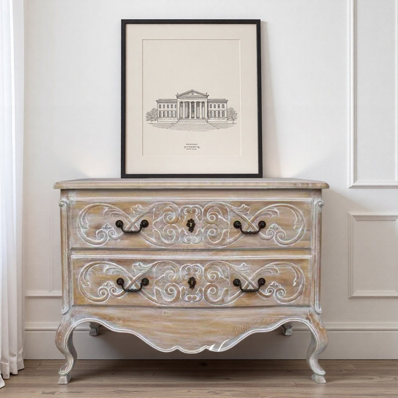 Armoire console en bois massif rétro patiné