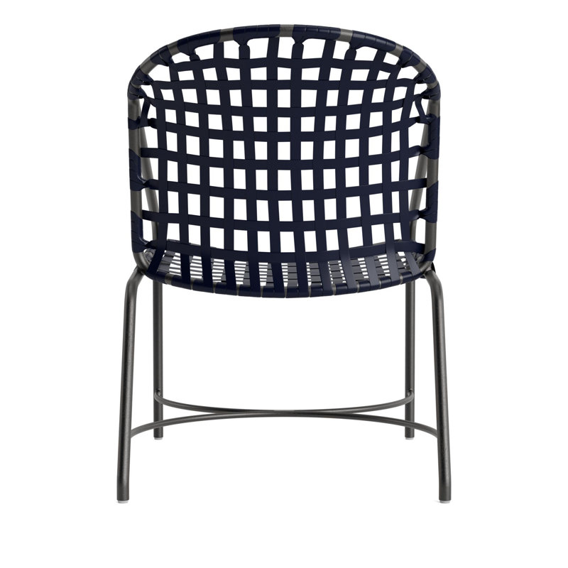 Kantan Outdoor Lounge Chair, Textured Pewter/Marine Vinyl Lace