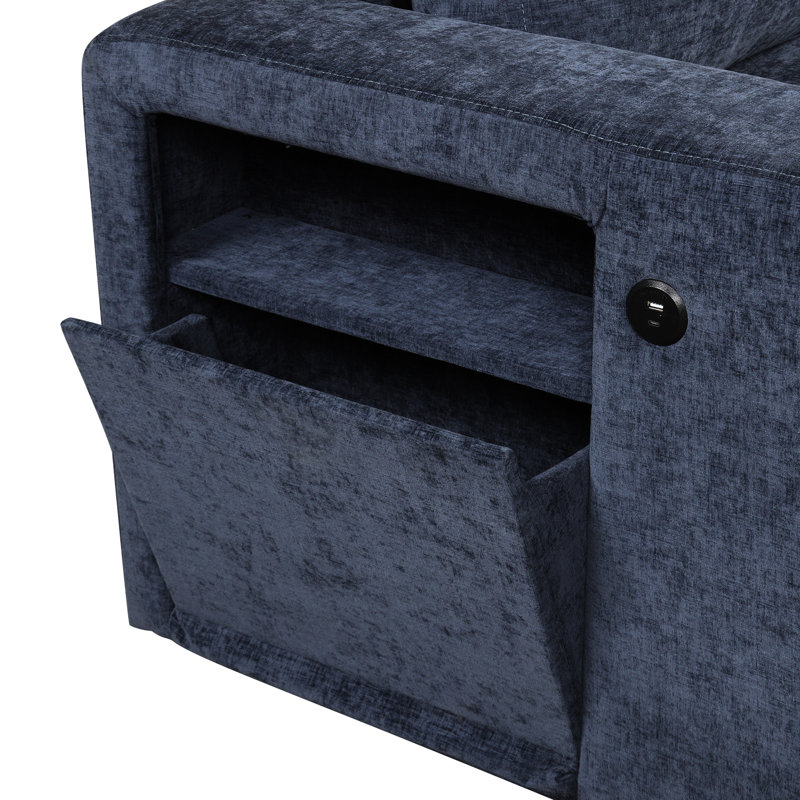 En forme de L avec rangement intégré et porte-gobelet - couleur bleue, cadre en contreplaqué pour la vie, le bureau, les appartements et le tissu