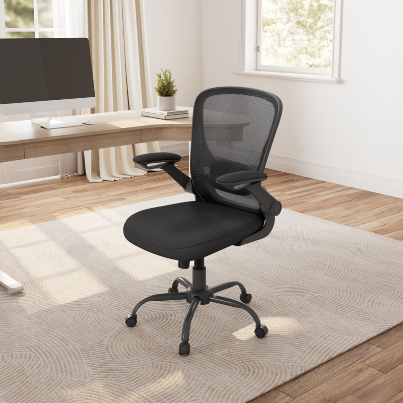 Girdie Mesh Office Task Chair With Flip-Up Arms, Black
