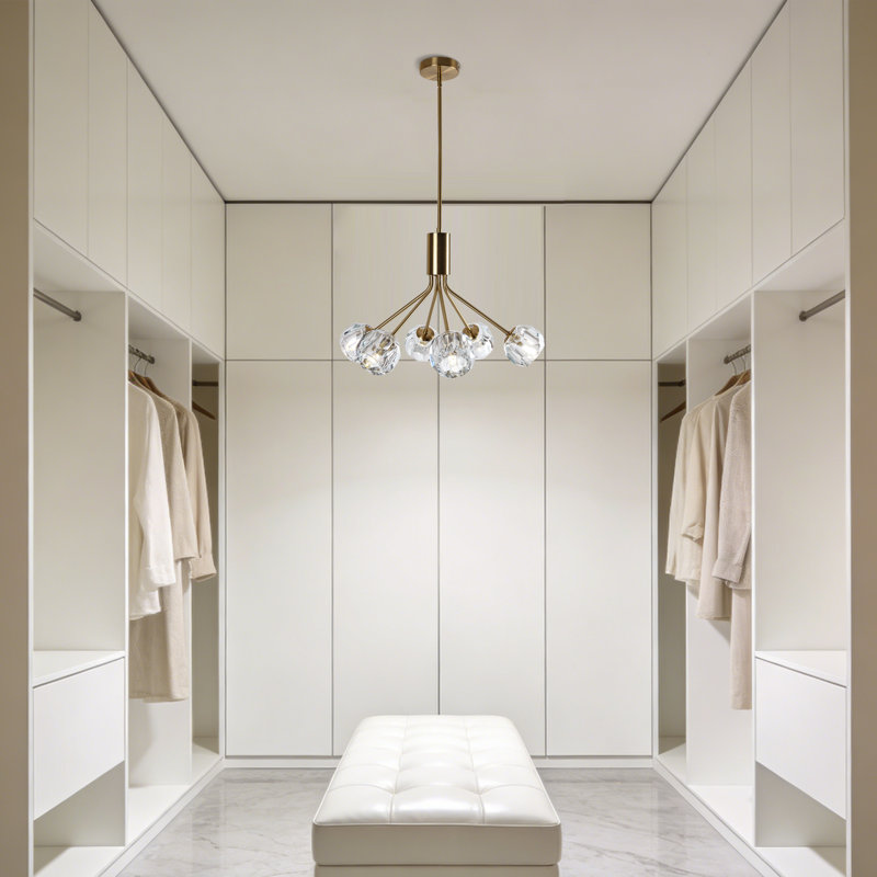 Luminaire suspendu 6 lumières en laiton brossé