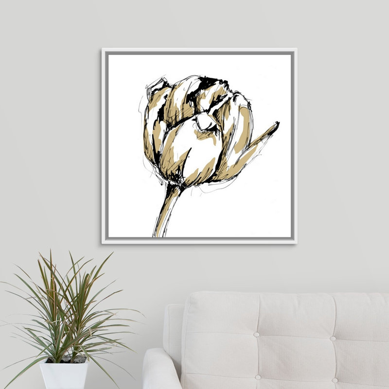 " Gold Tulip II " by The Novogratz, Black Floater Frame, 24" H x 24" W x 1.25" D