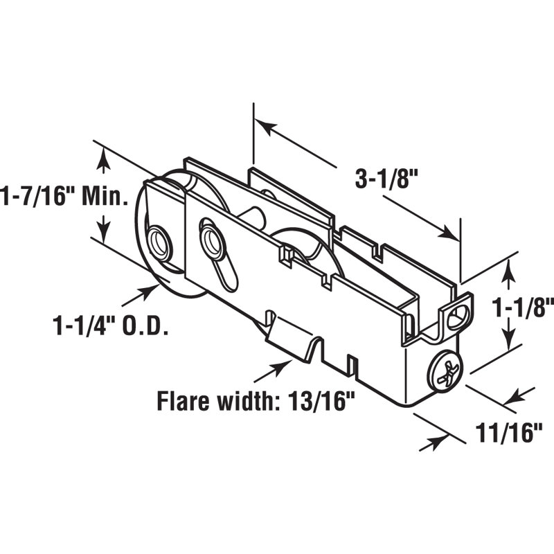 1-1/4 in Steel Ball Bearing Sliding Door Tandem Roller Assembly, F-Tab (Single Pack)