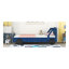 Lit plateforme simple en forme de voiture avec roulettes, bleu