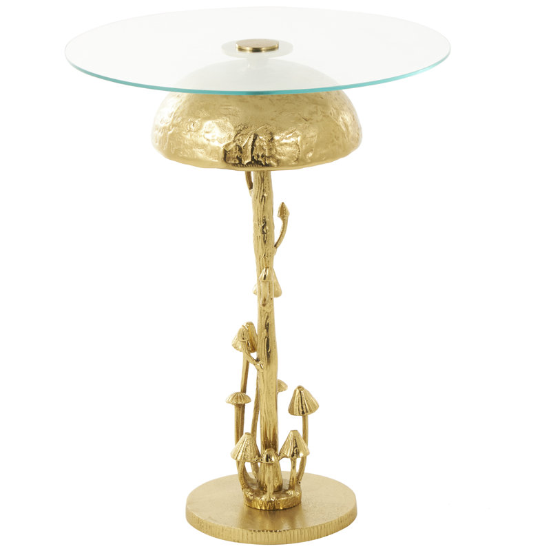 Table d'appoint en métal avec plateau en verre et plateau Jeng