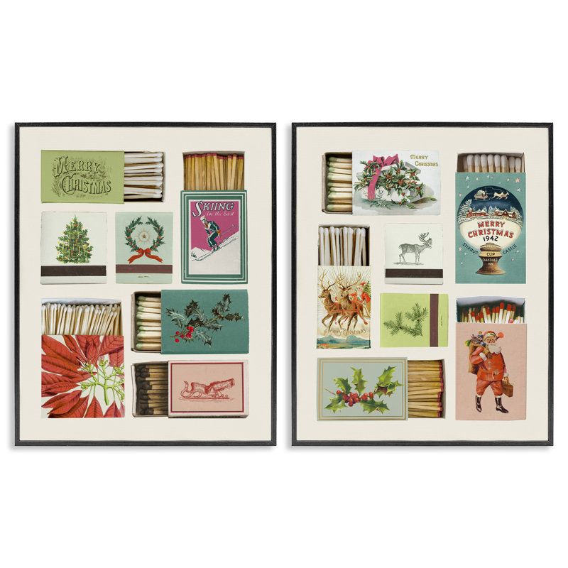 Ensemble de 2 giclées encadrées festives de Noël assorties, design par Victoria Barnes, H 30 po x l 48 po
