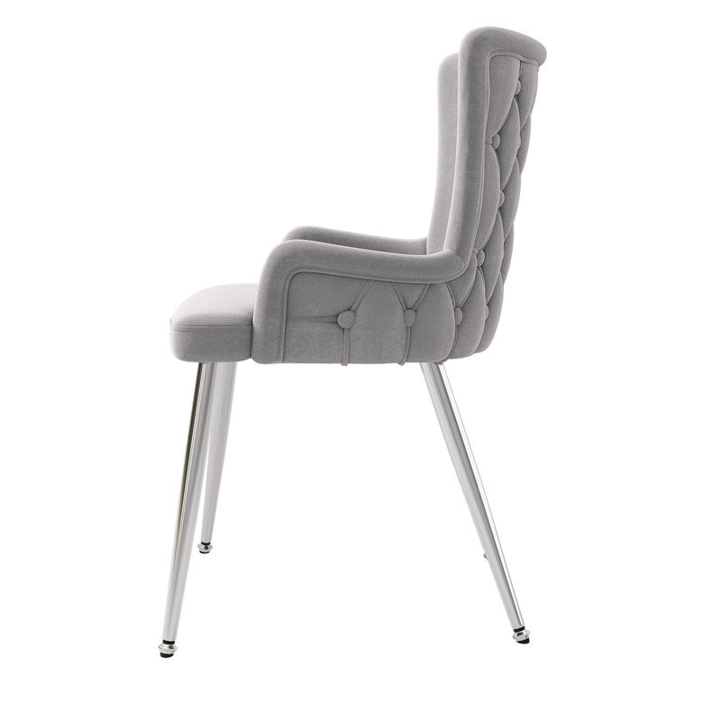 Tufted Velvet Upholstered Parsons Chair in Grey