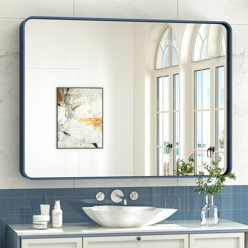 Miroir d'appoint Tyro, Bleu, Rectangulaire, 48 po x 36 po