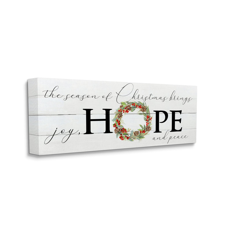 Joy Joy And Peace, couronne de Noël sur toile, impression, H 20 po x l 48 po x P 1,5 po