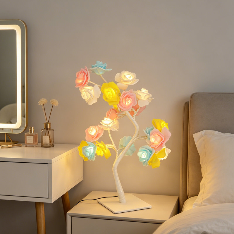 Adjustable Flower Tree Table Lamp, Usb Powered With Inline Switch