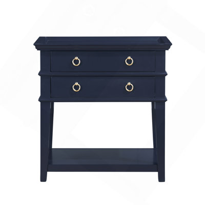 Carmona Midnight Blue 2-Drawer Tray Top Nightstand