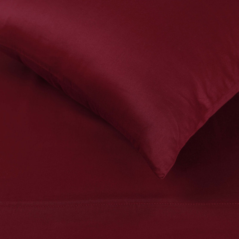 Ensemble de taie d'oreiller de luxe en coton à densité de tissage 400 fils Cassius, Standard, Bourgogne