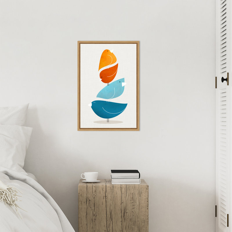 «Bird Stack Up» par Iseral, reproduction d'art sur toile encadrée, H 23 po x l 16 po