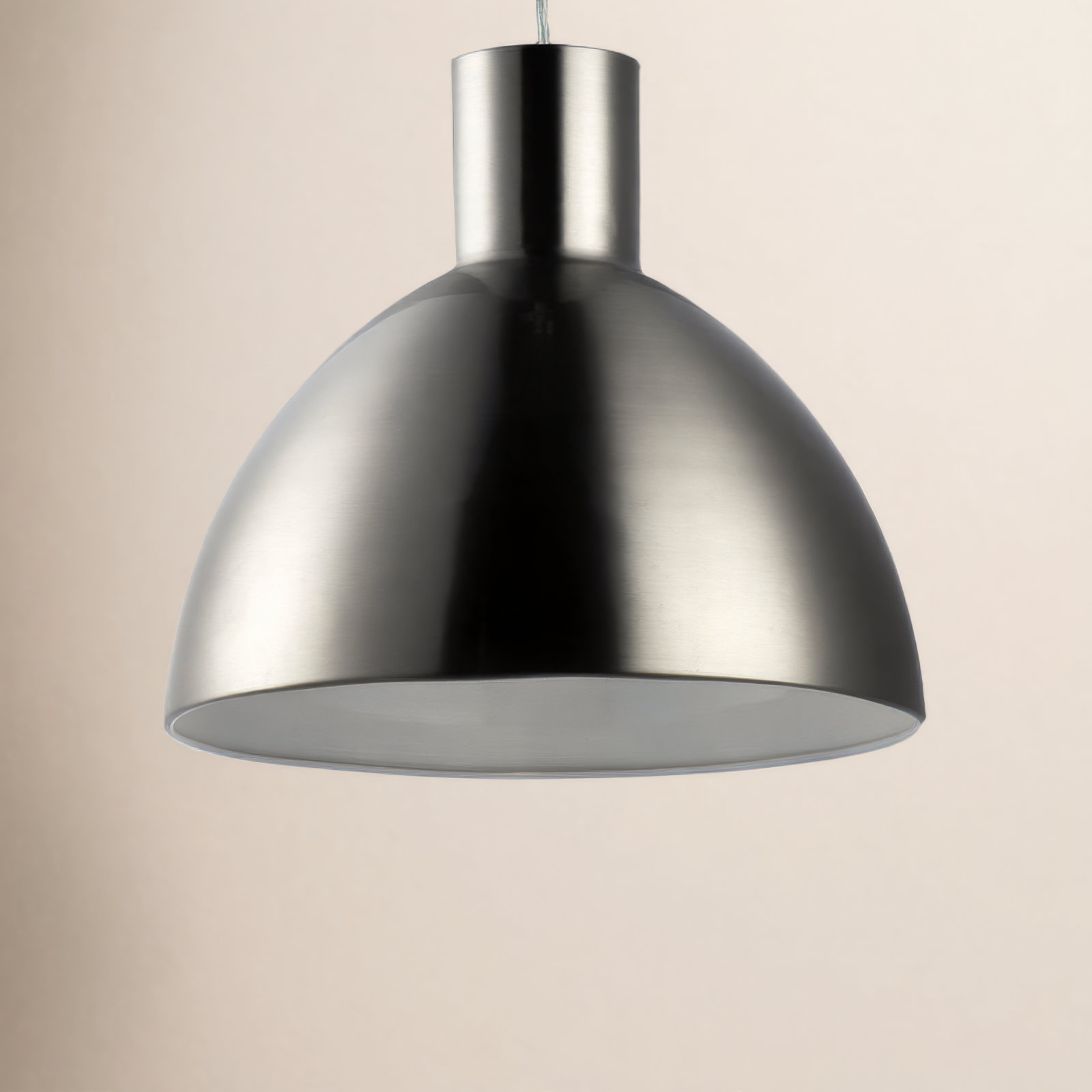Wava Single Light Metal Dimmable Pendant, Satin Nickel, 8.75" H x 8.75" W x 8.75" D