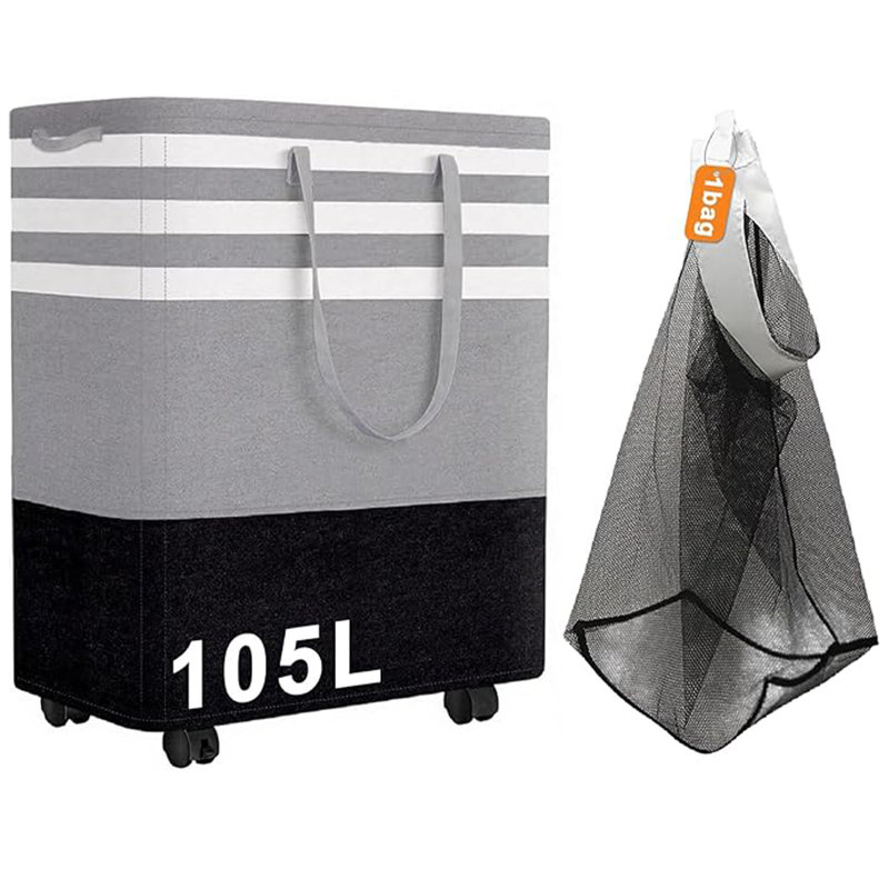 Grand panier à linge pliable de 105 L avec roulettes, panier à linge imperméable, H 26,6 po x l 17,3 po x P 13,8 po