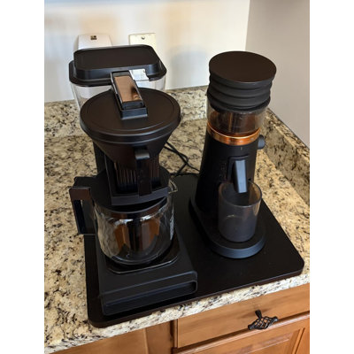 Sliding Tray for,360° Rotating Bamboo Storage Tray, Suitable for Kitchen Appliances, Compatible with Coffee Makers, Dedicated Sliding Tray for Coffee Machines—Easily Slides Under Cabinets, Also Suitable for Storing Other Items. 13 Inches × 15.7 Inches