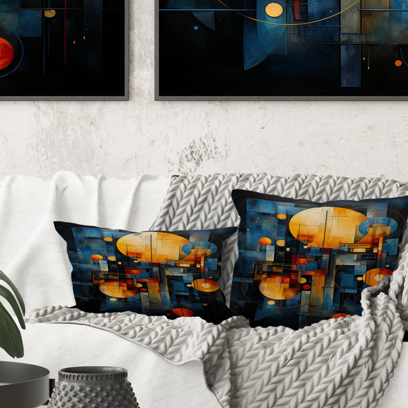 Coussin décoratif imprimé astrologie jaune sarcelle - alignement céleste II