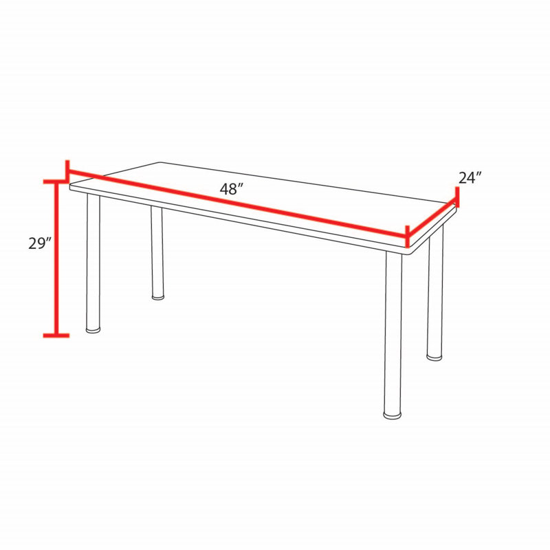 Malci Rectangle 2 Person Training Table and Chair Set, Maple, 29" H x 48" L x 24" W