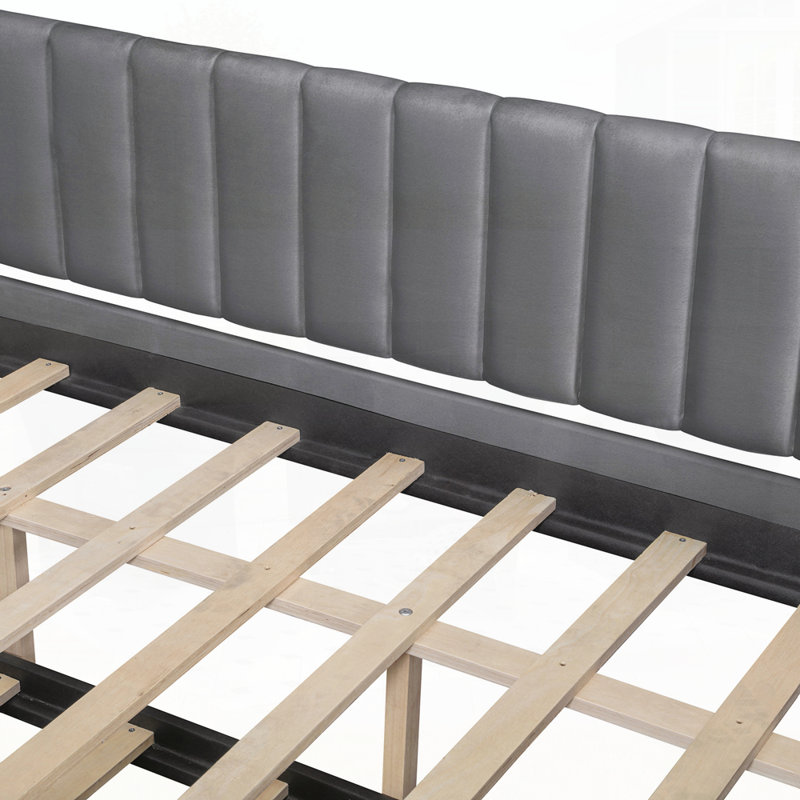 Versatile Upholstered Daybed with Pull-Out Trundle for Extra Sleeping Space, Grey
