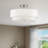 4 Light Brushed Nickel Large Semi-Flush With Hand Crafted Off-White Fabric Hardback Shades-387463183