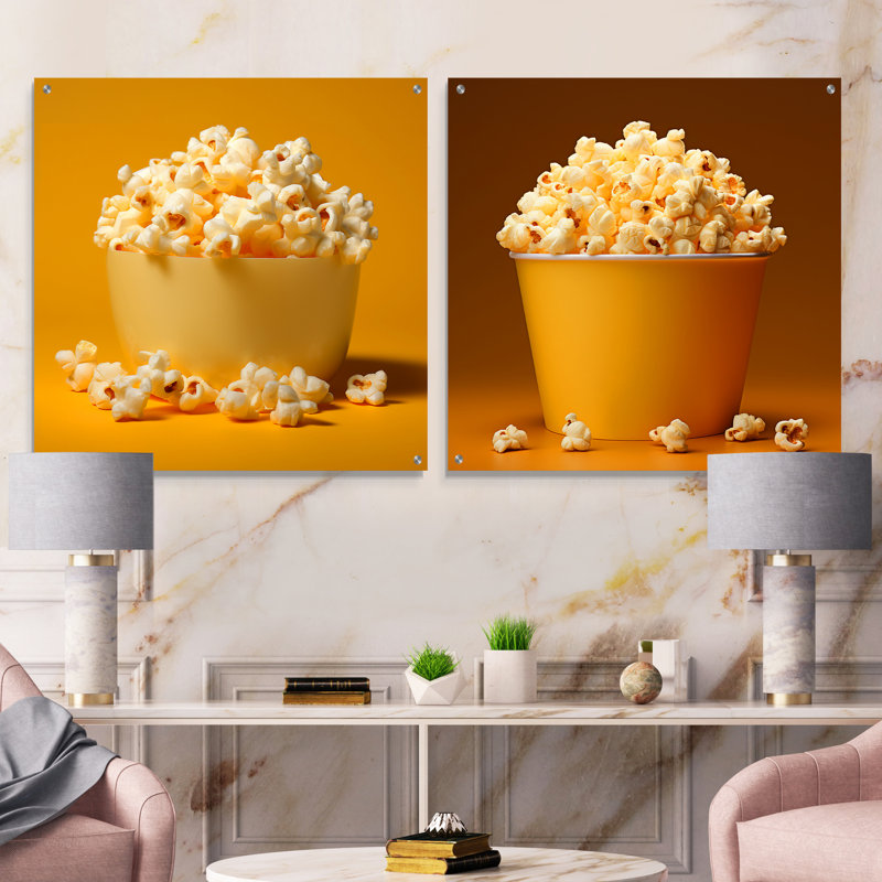 Ensemble de 2 bols en pop-corn en verre Buttery Light, H 16 po x l 33 po