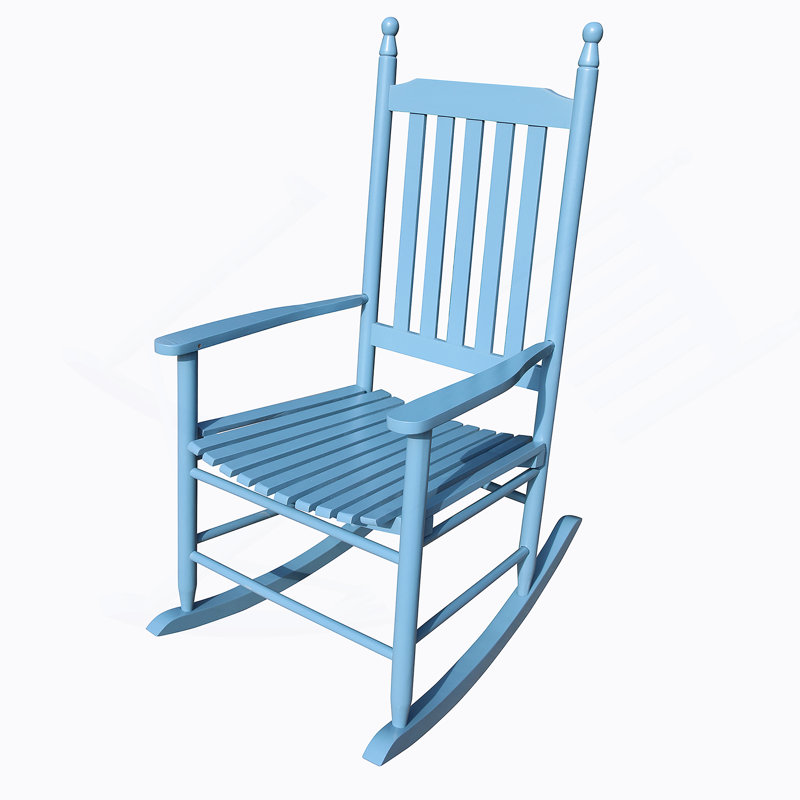 Chaise berçante en bois, Bleu