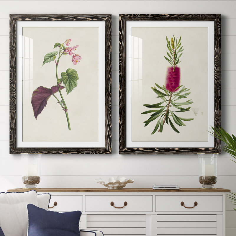 Pretty Pink Botanicals VI - Ensemble de 2 reproductions de cadres photo, H 24 po x l 36 po x P 1,5 po, Cadre noir