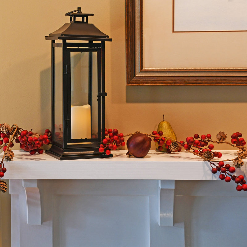 Metal Lantern with Battery Operated Candle