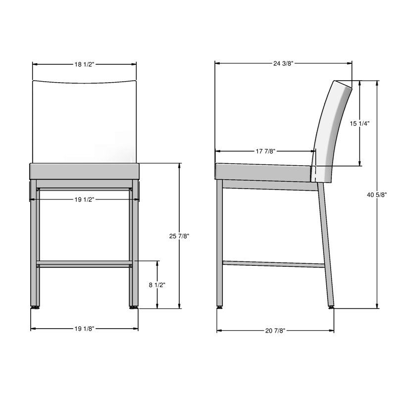 Fellman Upholstered Counter & Bar Stool with Metal Base, Counter Stool (26" Seat Height), Charcoal Black, Gray