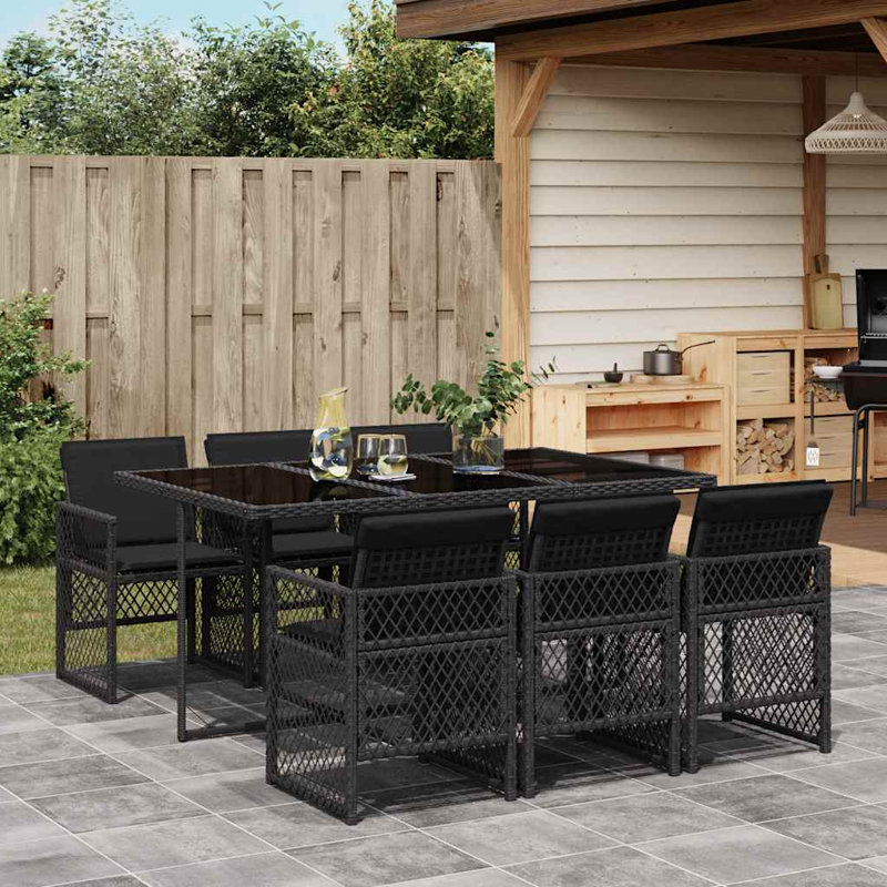 Patio Dining Set with, Black, Black