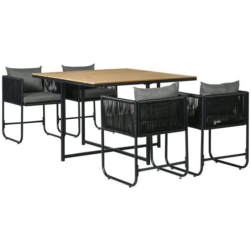 Leatha 4 - Person Patio Dining Set with Square Table , Cushions Included