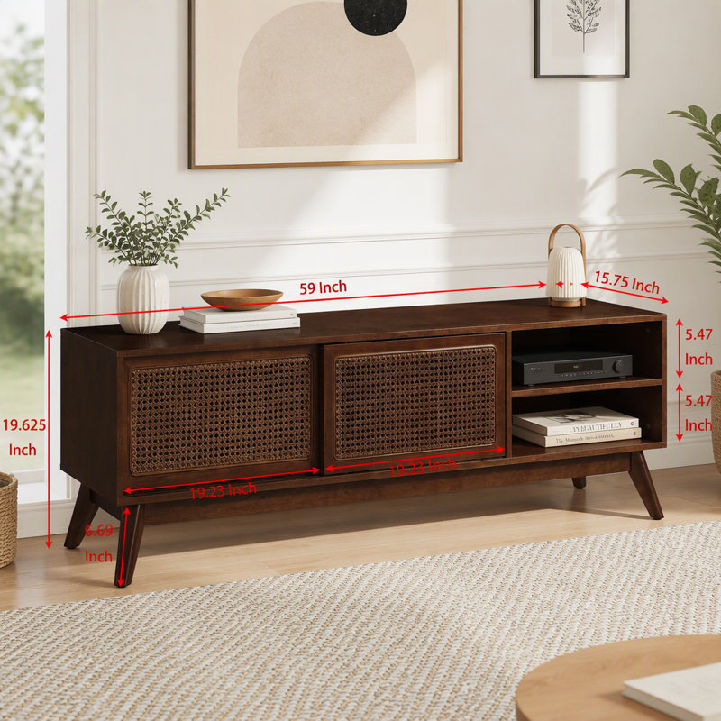 Meuble télé 59 po Mid-Century, Walnut