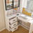 Computer Desk With Glass Cabinets & Built-In LED Lights, Corner L-Shaped Office Desk With USB Charging Ports, Keyboard Tray, Ergonomic Design For Home And Corporate Workspaces(White)-2125752968