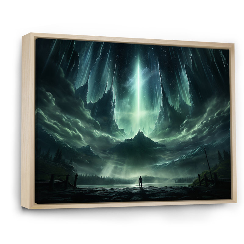 Northern Lights Celestial Gateway I sur impression sur toile, Cadre naturel flottant, H 34 po x l 44 po x P 1,5 po