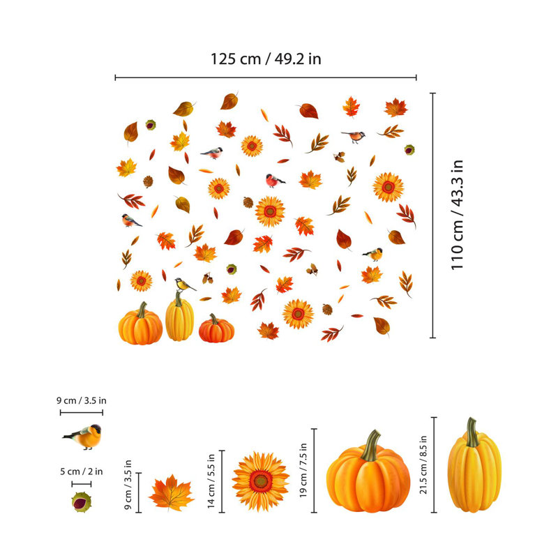 Adhésif décoratif feuilles d'automne avec tournesols