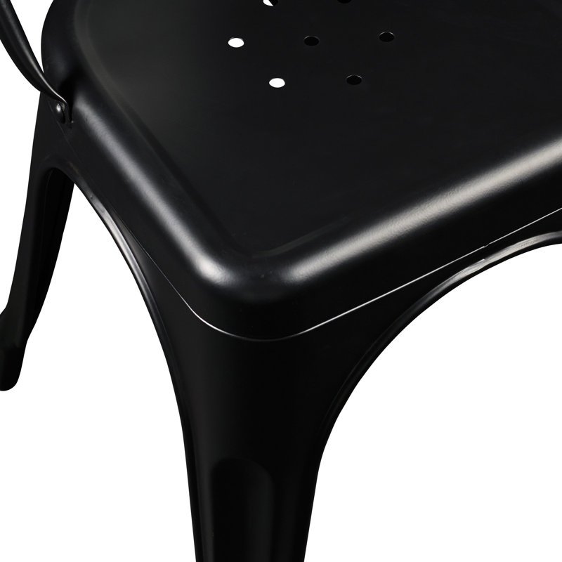 Black Metal Bistro Style Stackable Side Chair