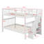 Lit superposé double au-dessus de double, structure de lit superposé en bois avec escalier, lit superposé avec rangement et garde-corps pour garçons adultes-1983639730