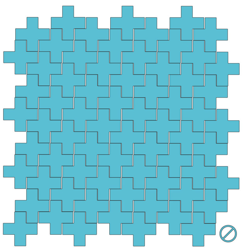 Décalcomanie murale à motifs croisés suisses, Bleu geyser, H 3 po x l 3 po x P 0,01 po