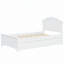 Lit plateforme simple en bois avec tête de lit et deux tiroirs, blanc-369186178