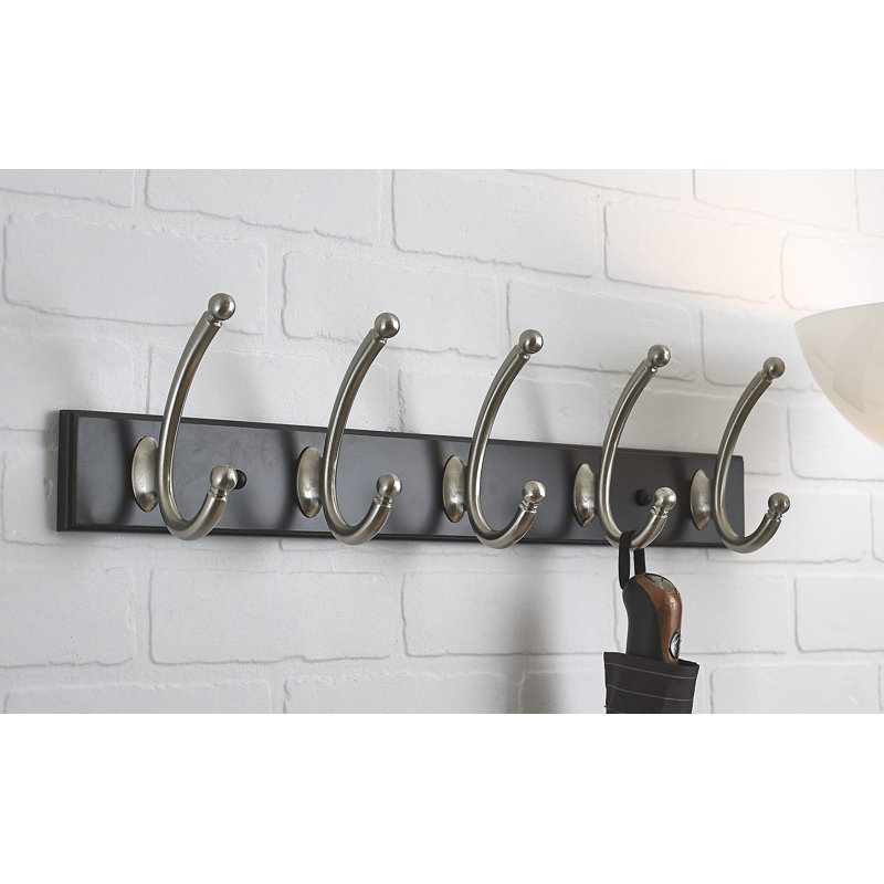 Porte-manteau mural contemporain, Noir / Nickel brossé