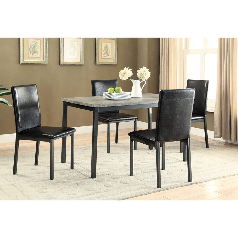 2 chaises de salle à manger rembourrées noires de style transitionnel moderne pour 2 avec finition attrayante