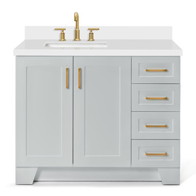 ARIEL TAYLOR 43 IN. LEFT OFFSET SINGLE RECTANGLE SINK VANITY IN GREY