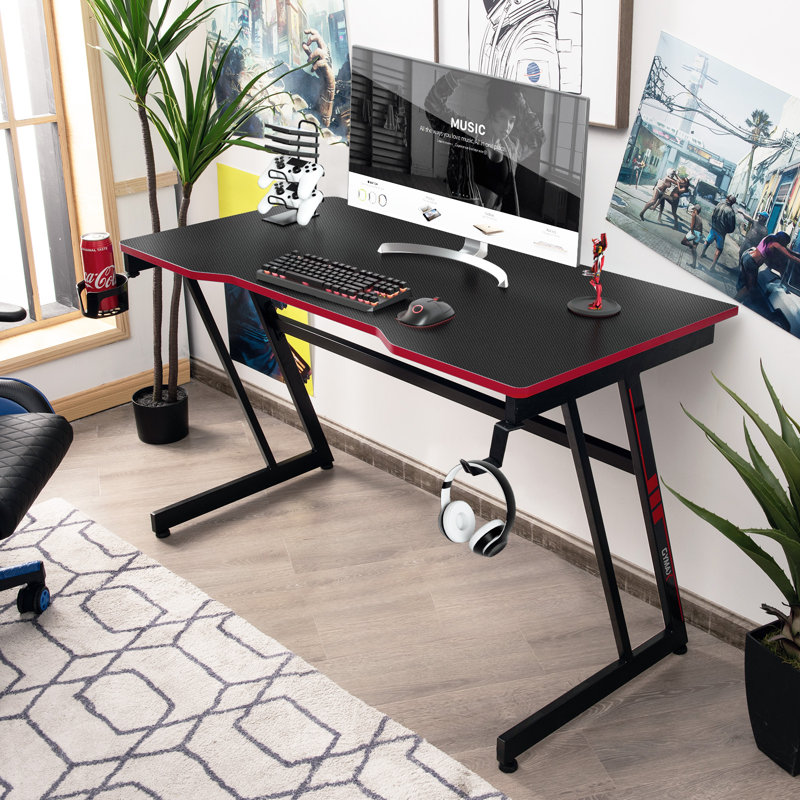 Iron Computer Desk, Black/Red