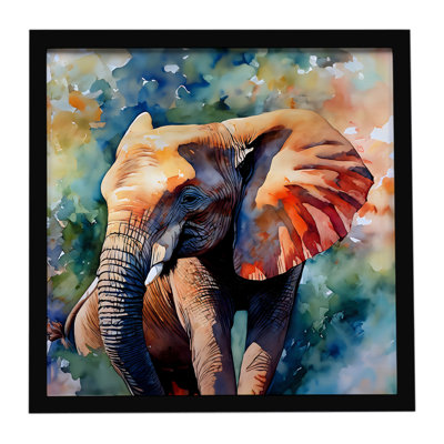 Éléphant, impression sur métal encadrée