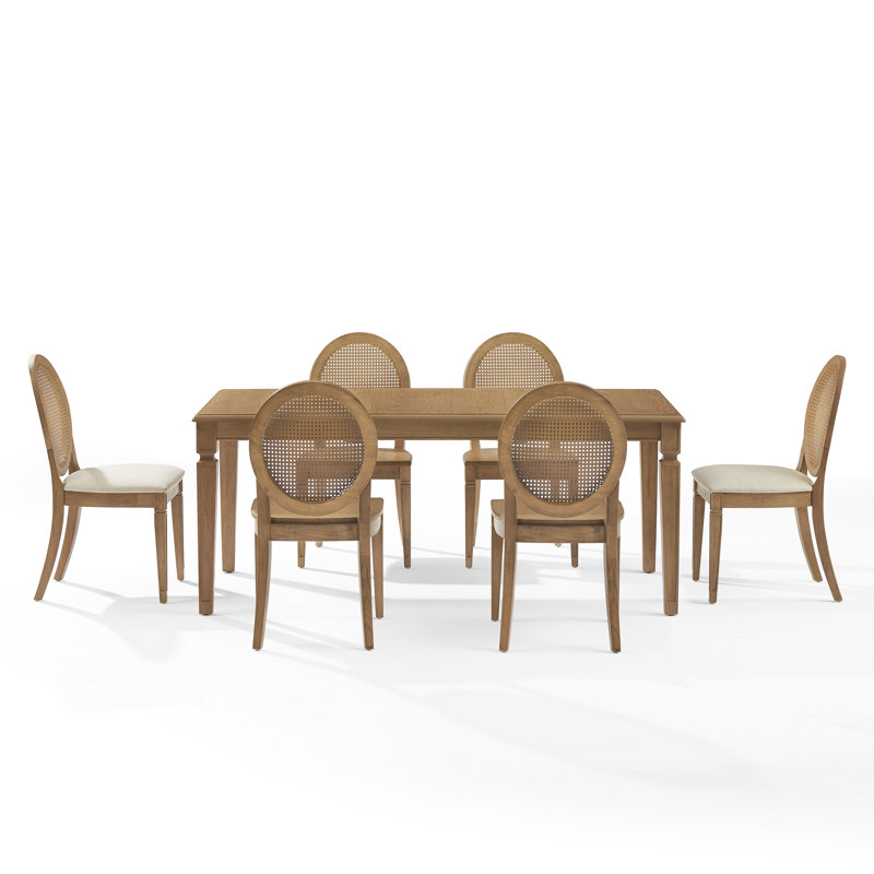 Ensemble de salle à manger 7 pièces Katia avec dossier rembourré Cane, 7 pièces : table, 6 chaises